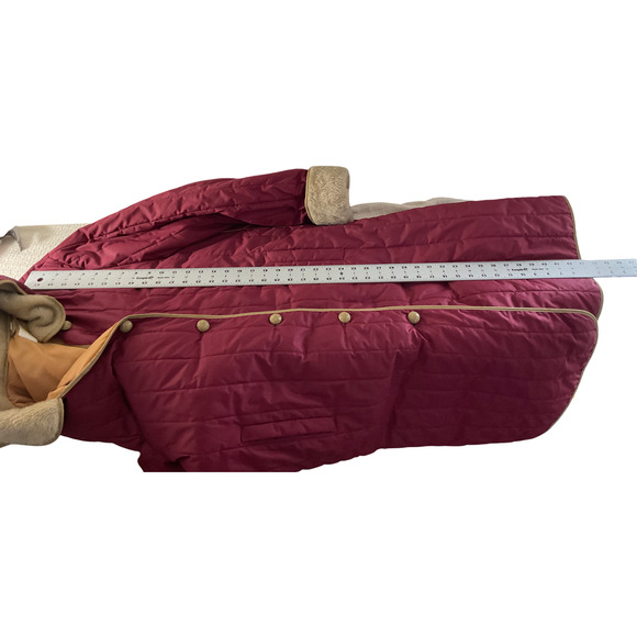 Fingerhut Fashions Women's 18 Red Maroon Coat Quilted Faux Fur Trim Details - Picture 6 of 14